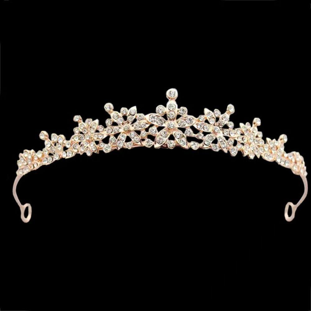 2pcs Sparkling Rhinestone Queen Crown Bride Headdress Wedding Jewelry Birthday Party