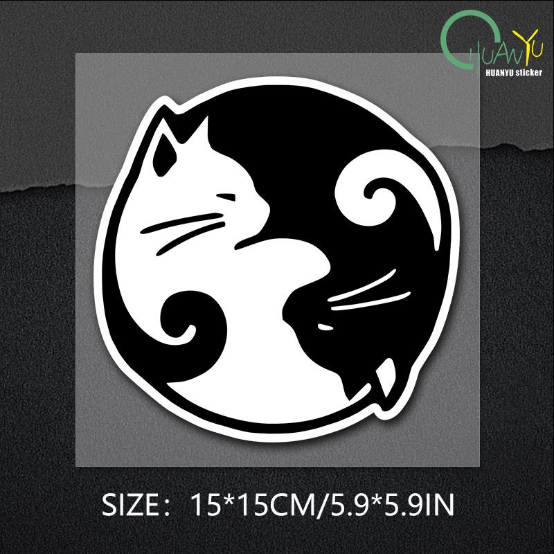 

Виниловая наклейка Cat Yin Yang для автомобиля, водонепроницаемая наклейка на автомобиль, украшение для кузова, бампера, заднего стекла, ноутбука