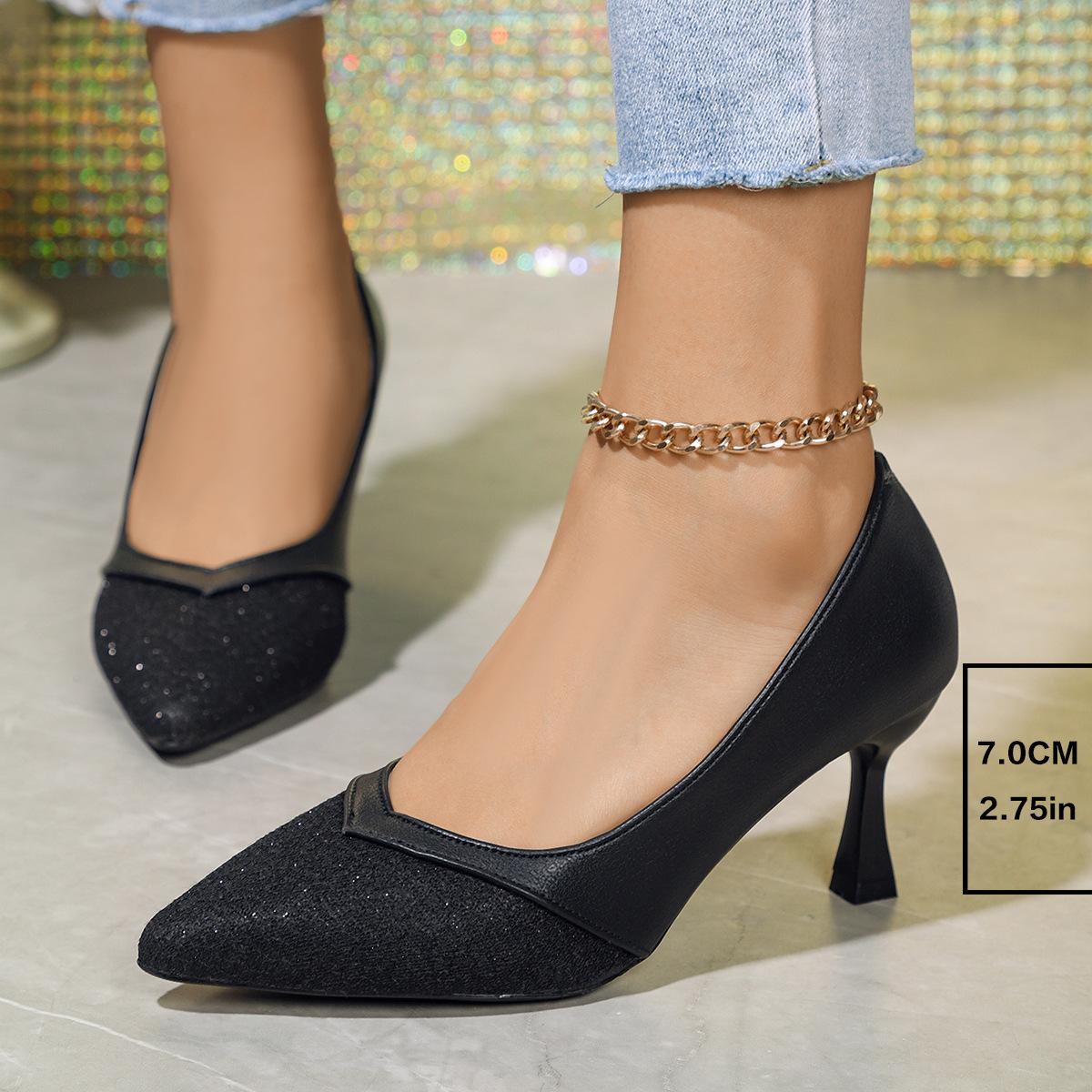 

Женские туфли на остром супервысоком каблуке, весенние новые, сексуальные, на тонком каблуке, модные одинарные туфли, темпераментные, с неглубоким вырезом, для стопы 40 чёрный