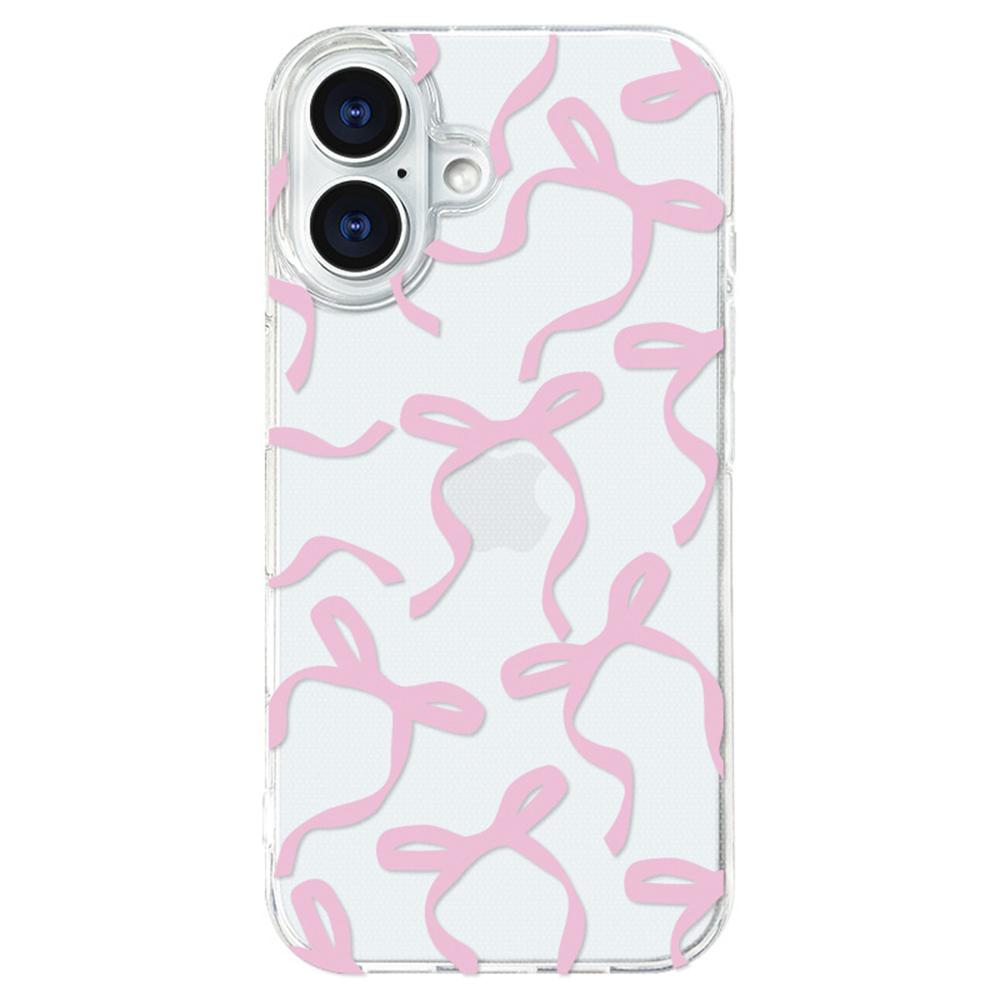 

For iPhone 16 Case Butterfly Pattern Soft TPU Protective Clear Cover Pink