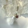 1Pc Snowflake Keychain Bow Phone Chain Hair Ball Mao Qiu Keychain Pendant Snowflake Bead String Key Buckle Chain