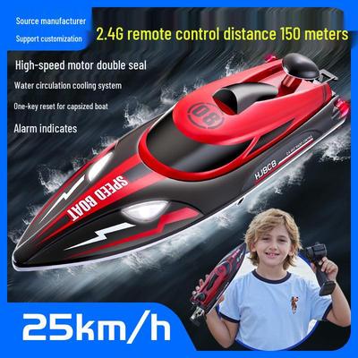 HJ808 Speedboat: 2.4G Remote Controlled Water Toy with Auto Flip Feature & Low Battery Indicator, 25KM/H High-Speed.