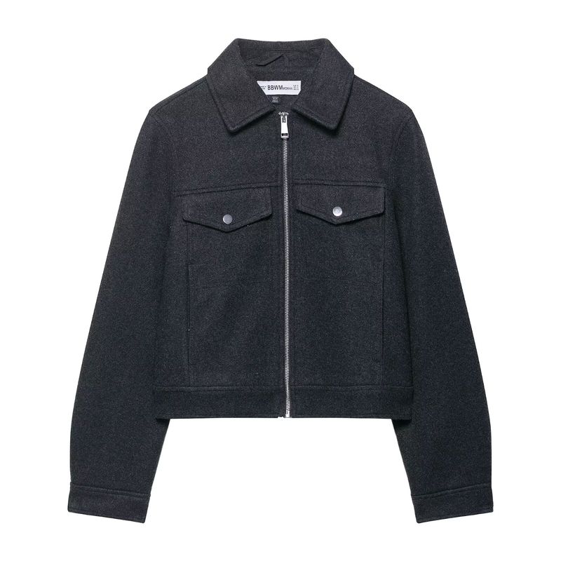 

Kaslead New Women clothes Western Style Fashion Simple Soft Zip-up Jacket 3046265 Black L