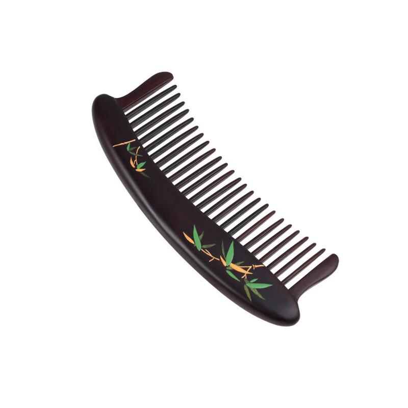 Tan Mujian Walnut Wood Inlaid Tooth Comb