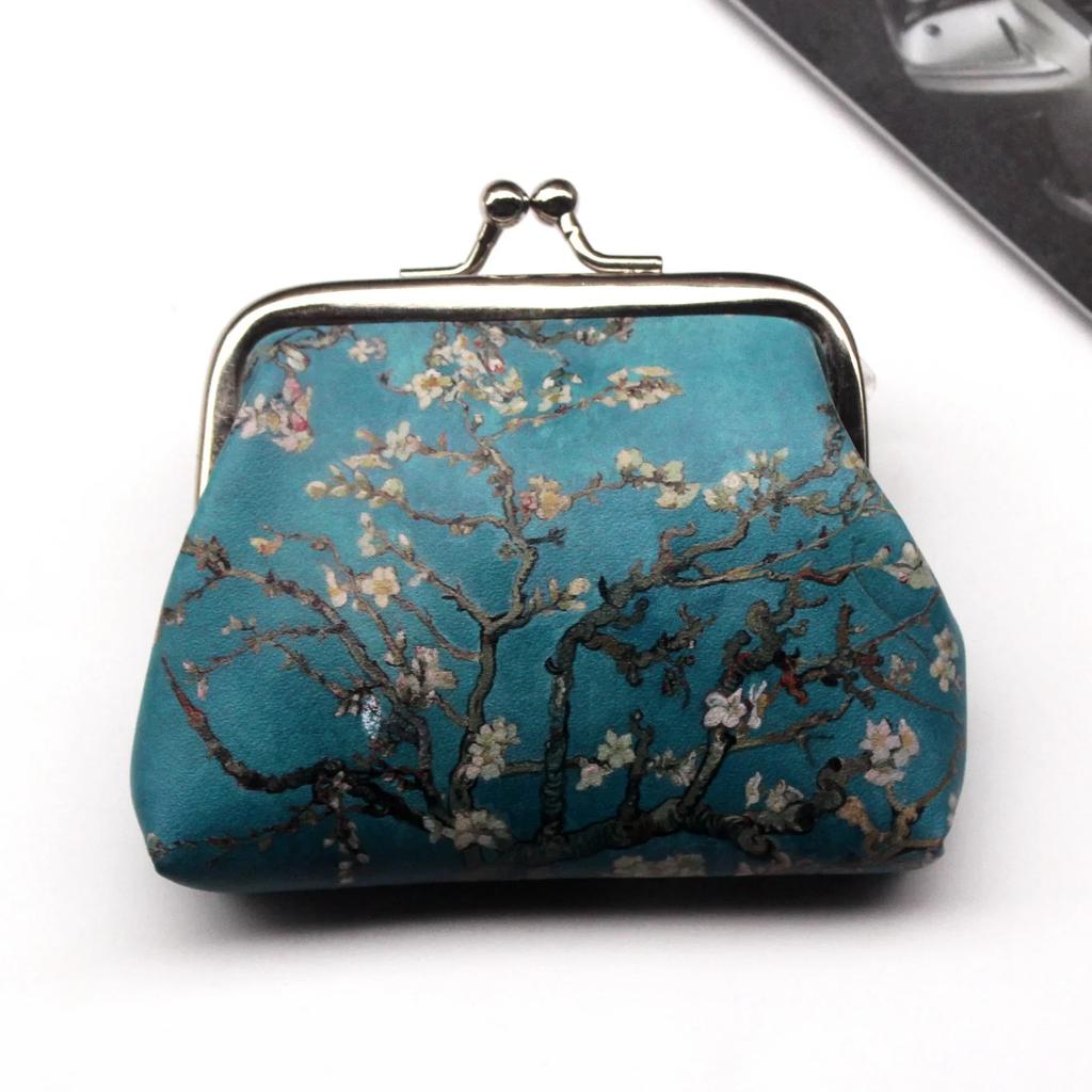 Monedero pequeño de piel sintética con estampado vintage para mujer, tarjetero y cartera corta.