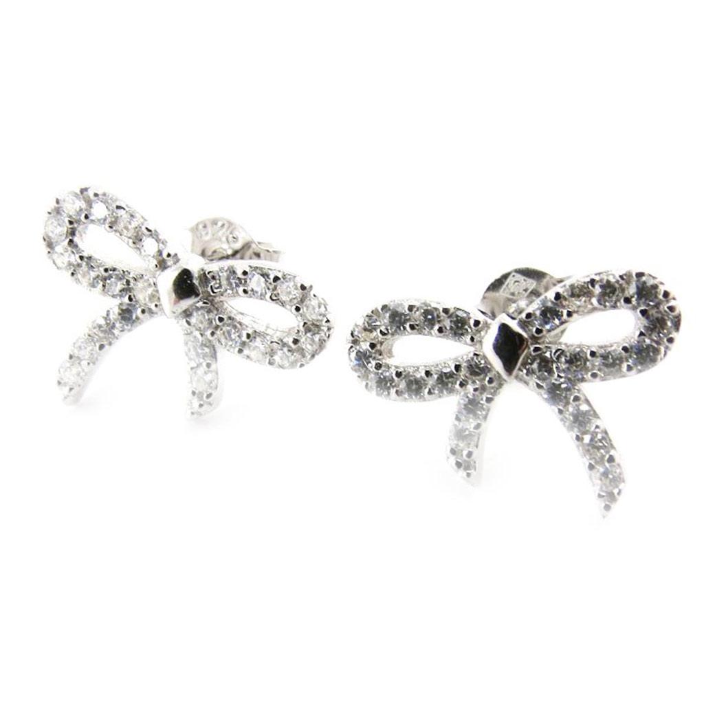 Les Trésors De Lily [J2089] - Boucles Argent 'Noeud Romantique' blanc