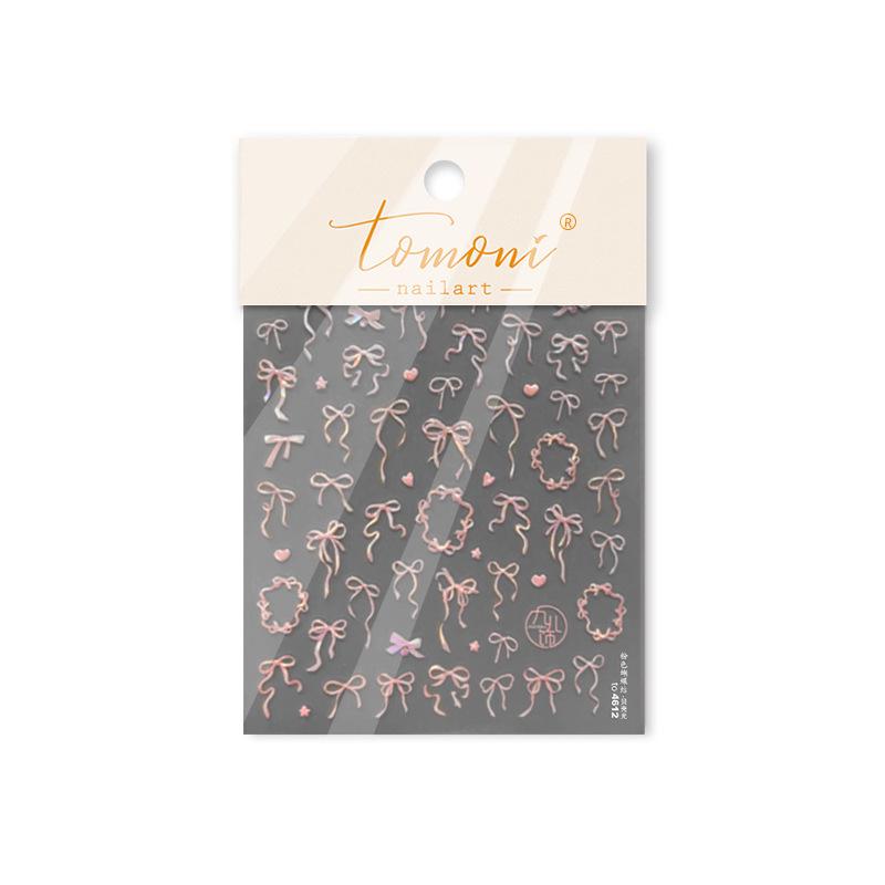 

Tomoni Наклейки для ногтей детские в японском стиле с розовыми бантиками - Дизайн Ракушечный свет , Лидер продаж, Смешанная партия