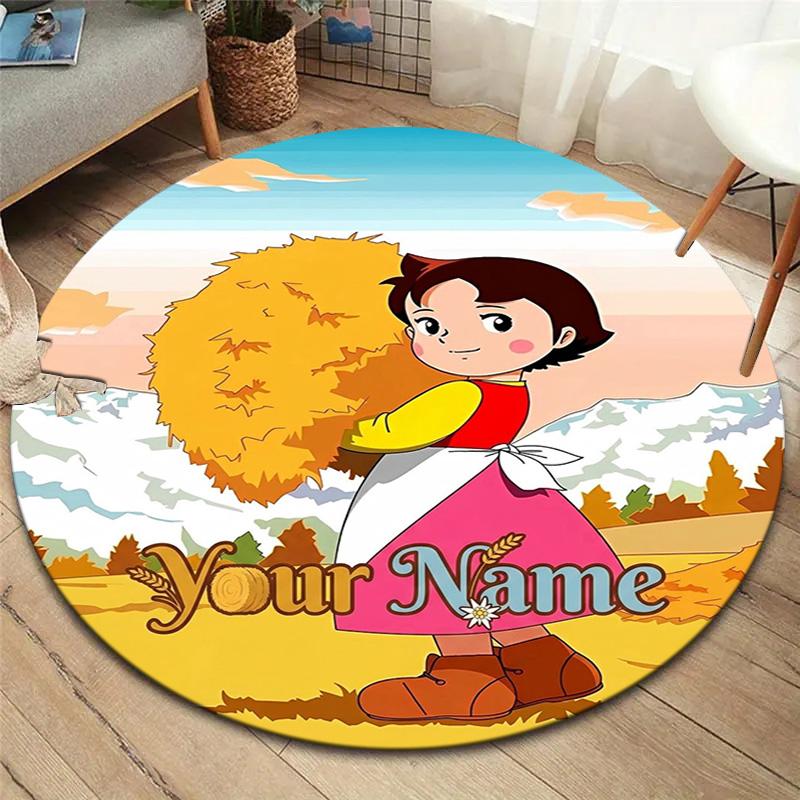 Autumn Harvest Journey Custom Name Round Area Rug Carpet Rug For Living Room Bedroom Sofa Playroom Decor Nonslip Floor Mat