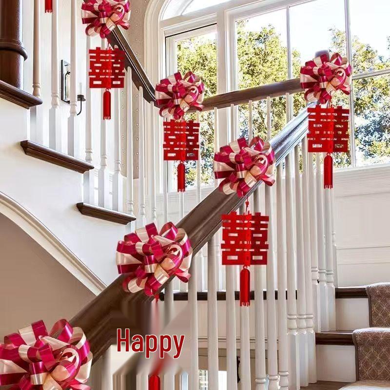 Wedding Stair Railing Decoration Set with Balloons and Flowers for Room Arrangement