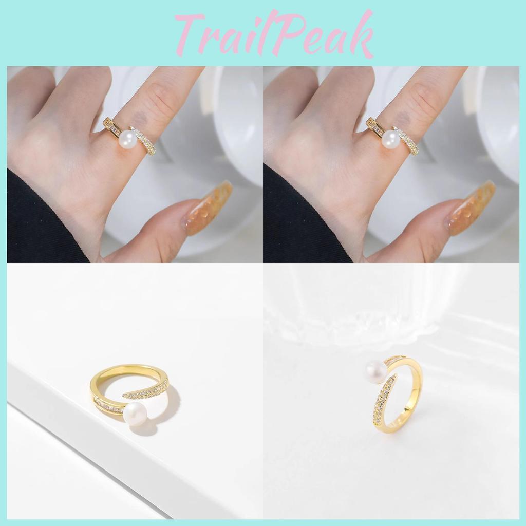 And Sophisticated Eyecatching Pearl Zircon Open Ring Perfect For Occasion Any