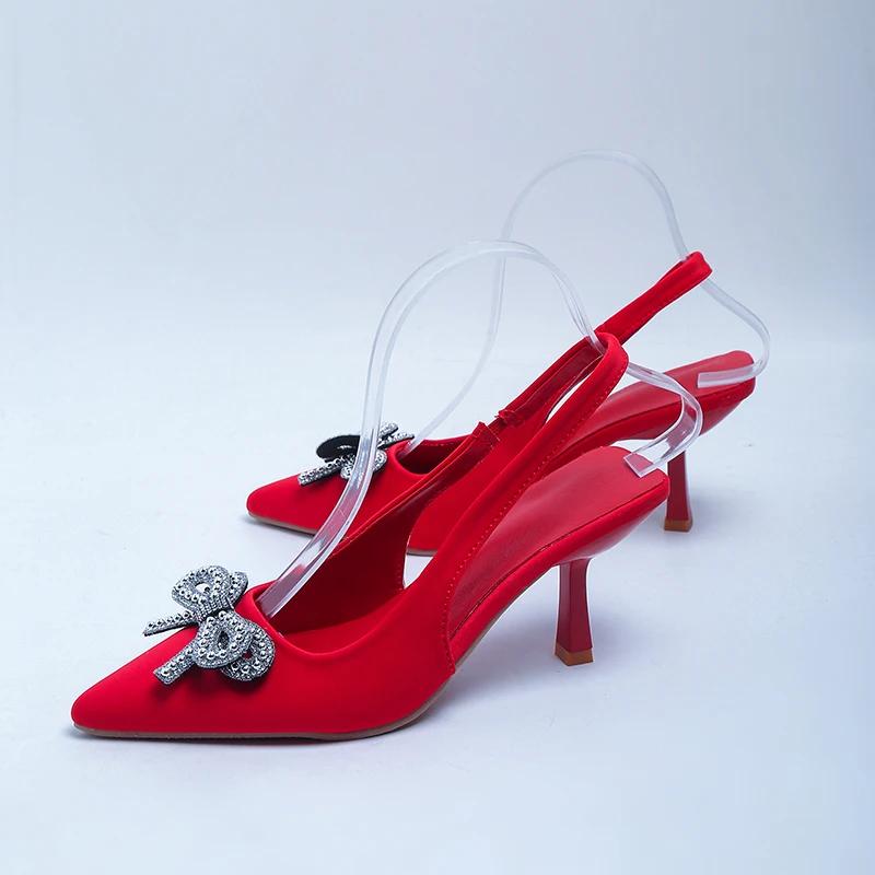Fashion 2025 Women's Autumn Fashion Stiletto Slingback Sandals Pointed Toe Slip-on Mules Women's Elegant High Heels Party Dress Shoes