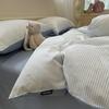 New 100% Cotton Simple Stripe Bedding Set – Includes Duvet Cover, Fitted Sheet, and Four-Piece Set for Dorms