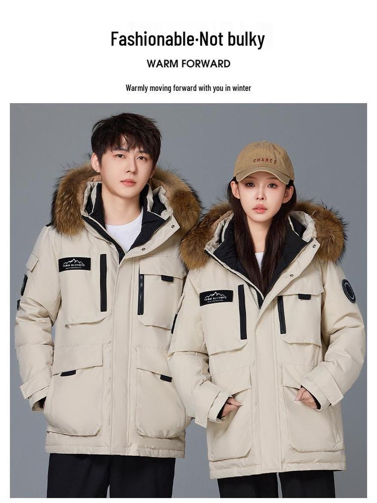 Unisex Winter 2025 Parka: Trendy, Thick, Warm Workwear Ski Jacket for Couples