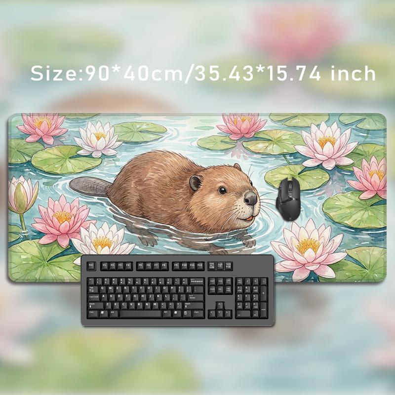 Mouse Pad Cute Capybara Lotus Gaming Printon Demand HD Computer Large Mousepad XXL Playmat Non-Slip Office Soft Gaming Laptop