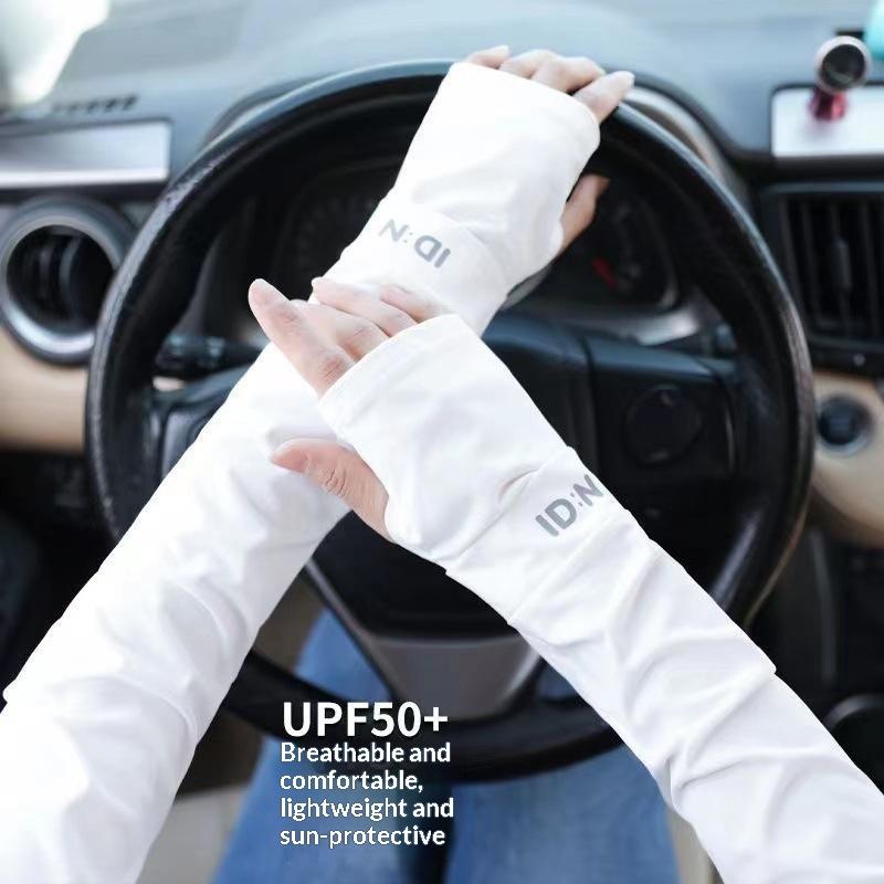 1 Pair Unisex Cooling Ice Sleeves Quick Dry Uv Protection Summer Outdoor Driving Cycling Arm Gloves