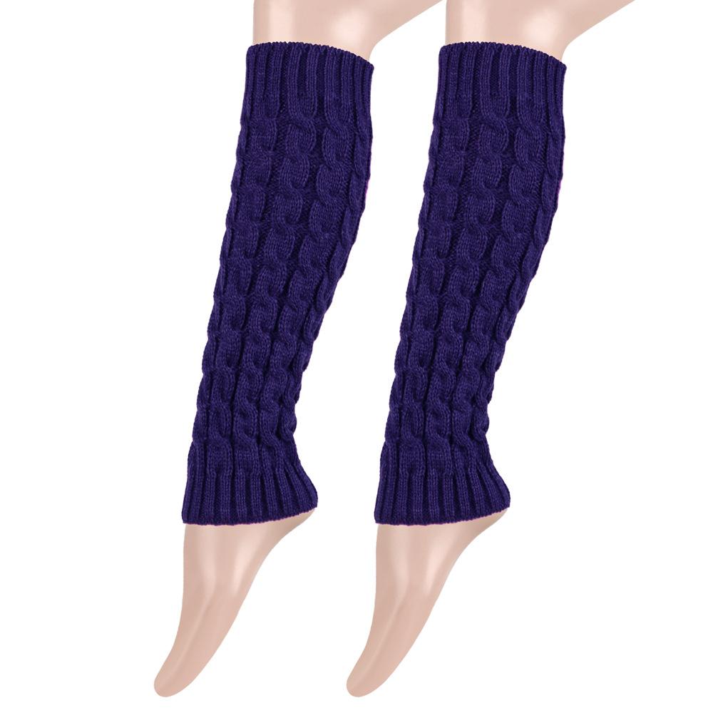 Women S Winter Warm Acrylic Cable Knit Leg Warmers 40Cm Length Neon Colored Boot Cuffs For Fashion And Protection Full Length 40cm