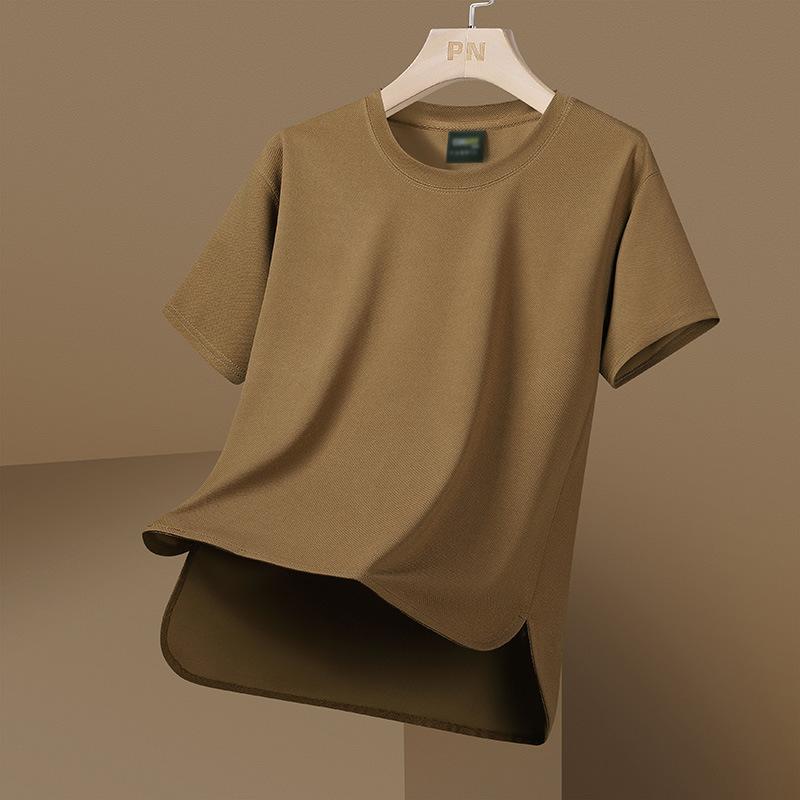 Erkek Yaz Kısa Kollu Tişört Rahat Nefes Alabilir Erkek Tişörtü Düz Renk Yuvarlak Yaka Spor Kısa Kollu Üst