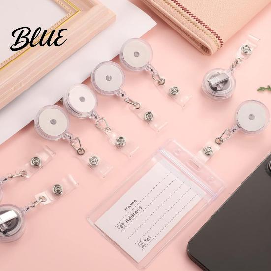 Office Badge Reel with Professional Reel Round Transparent Accessory Retractable ID Holder Clip Swivel for Nurses Students Teachers Workers