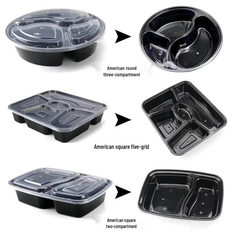 Disposable 3-Compartment Round Takeaway Meal Containers
