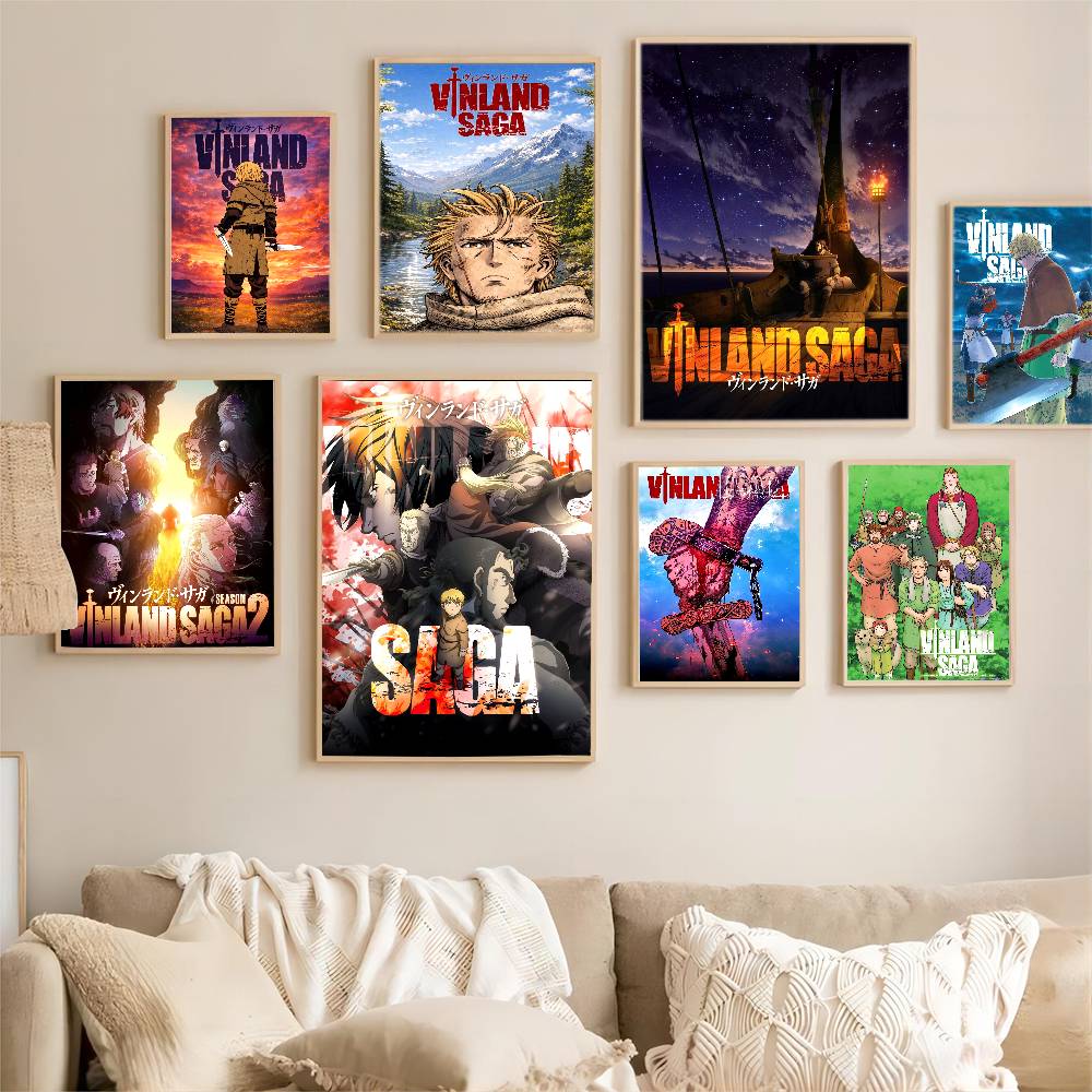 Anime V-Vinland Saga Vintage Posters Sticky Retro Kraft Paper Sticker DIY Room Bar Cafe Kawaii Room Decor