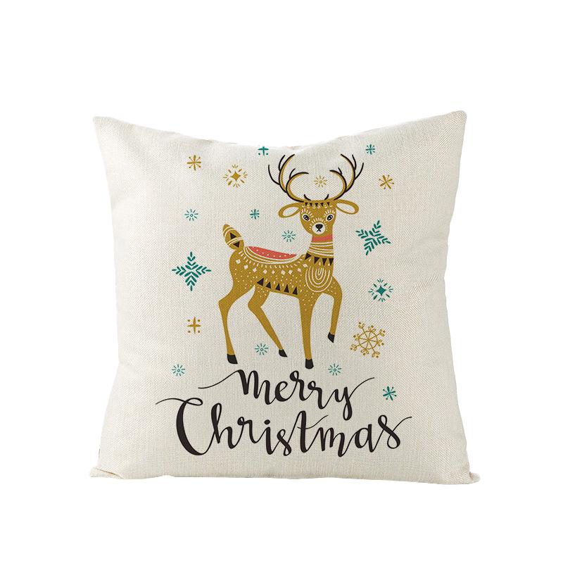 Home Polyester Pillow Cover Cartoon Digital Print Christmas Cushion Cover Living Room Sofa Cushion Cover