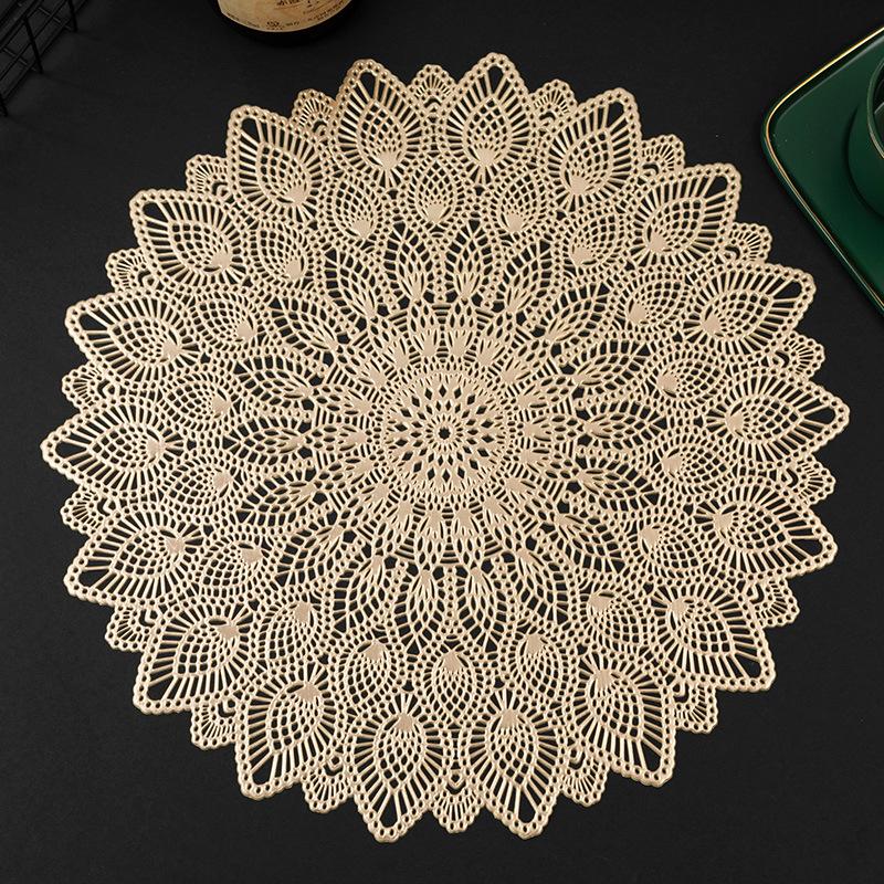 Table Mat PVC Placemat Hollow Insulation Coaster Pads Table Bowl Home Christmas Decor Heat Resistant Able Decoration Accessories