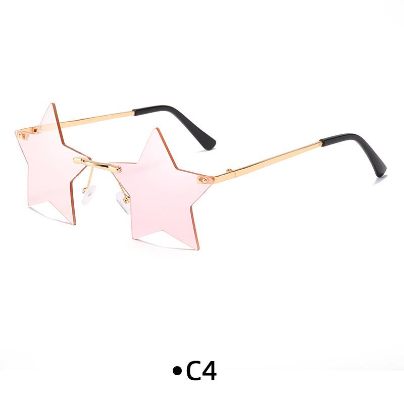 Trendy Rimless Star Shape Sunglasses for Women Men Party Funny Pentagram Eyewear Christmas Decor