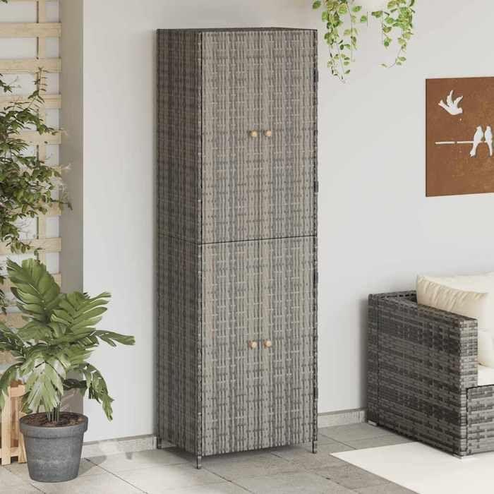 VidaXL Armoire de rangement jardin Gris 59x40x180 cm Résine tressée 319873