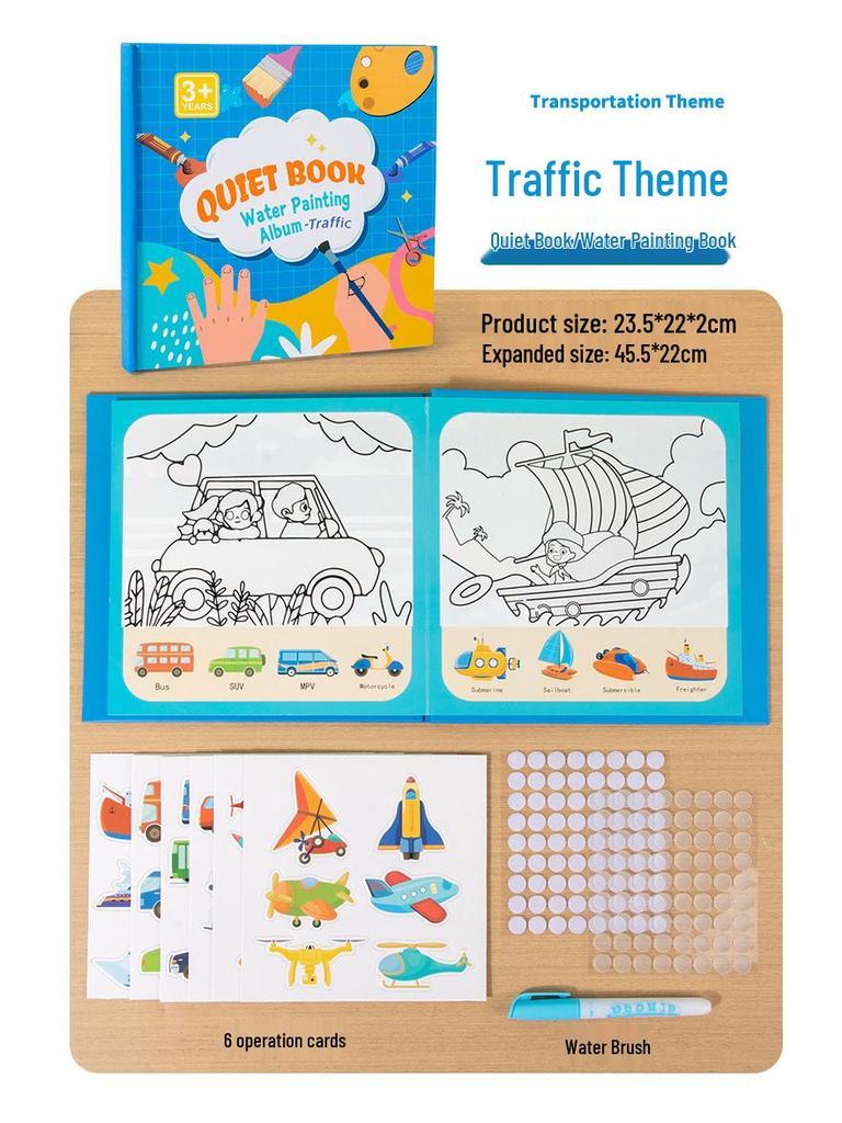 Children's Reusable Graffiti Quiet Book: Animals & Transportation Educational Toy for Toddlers