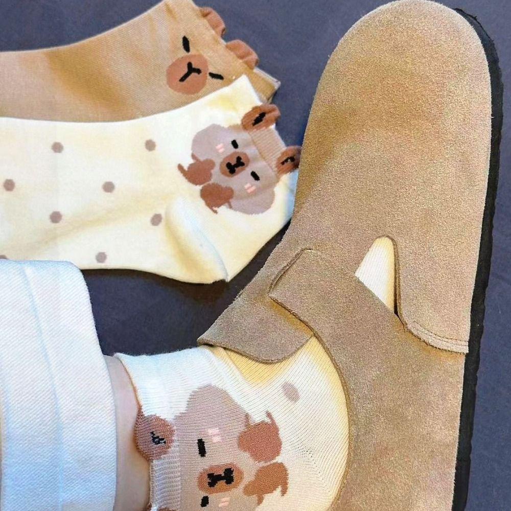 5Pairs Non-Slip Capybara Mid-tube Socks Cartoon Socks Women Lovely Capybara Socks  Women