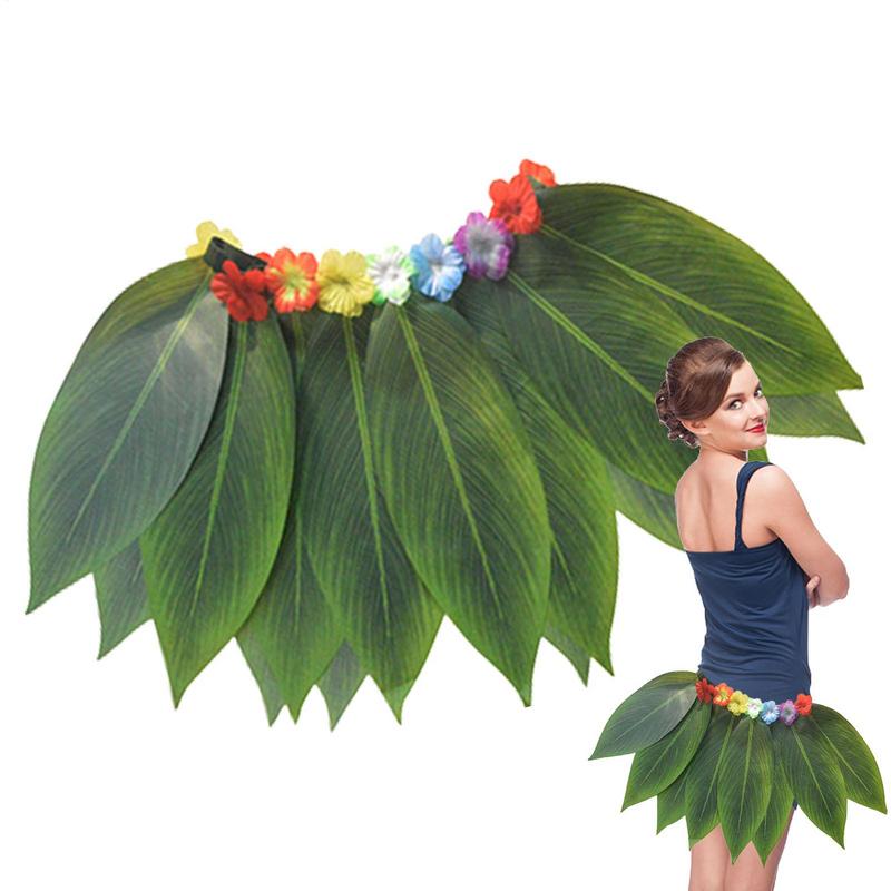 Green Grass Leaf Skirt Hawaiian Beach Girls Stage Show Party Outfit Soft Elastic Cloth Kids Skirt For Prom Beach Summer