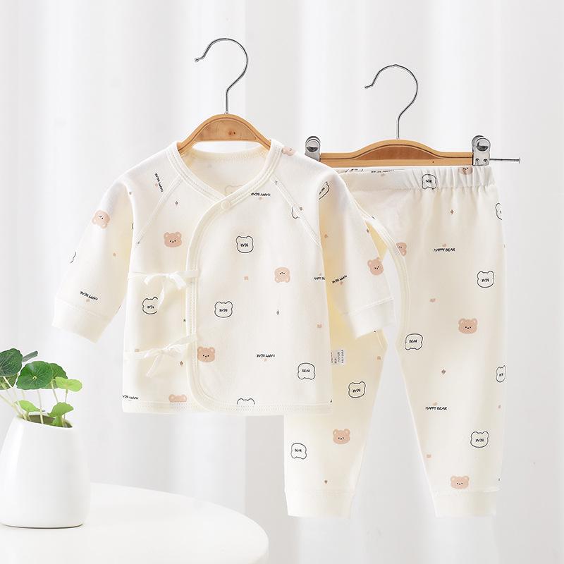 Set Haine Bumbac Toamnă Bebeluș: Salopetă Velcro pentru Nou-născut cu Croi Deschis