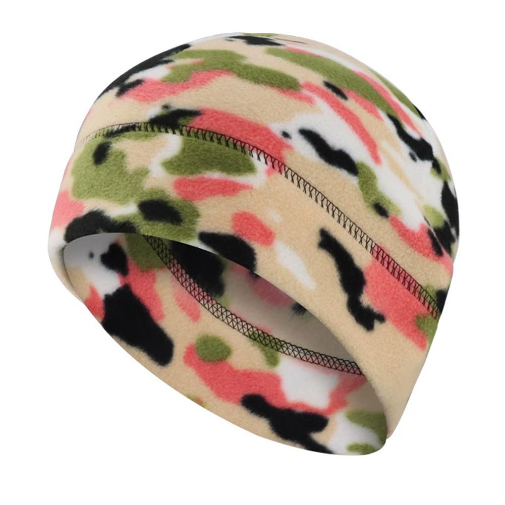 Reversible Windproof Fleece Beanie Hats Mens Winter Skull Cap Camouflage Thick Beanie Unisex Stretchy Cuffed Beanie with Fleece