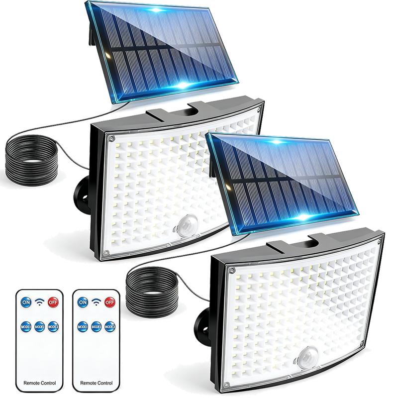 106/400 LED Solar Motion Sensor Floodlight, Outdoor Security Light with 16.4ft Cable, IP65 Waterproof for Garden Yard Driveway
