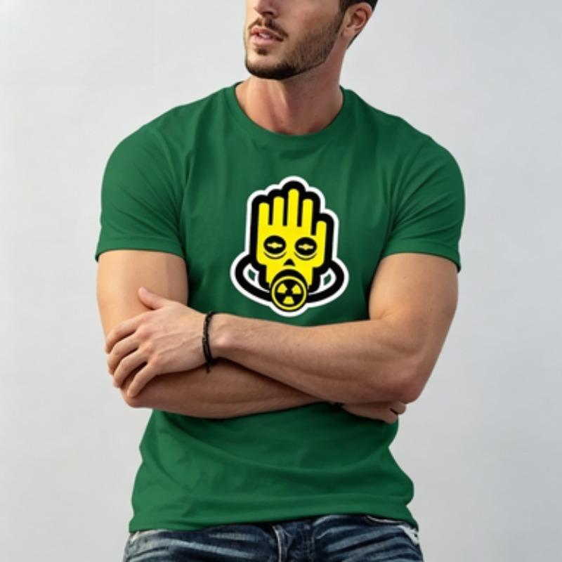 Unisex 100 Cotton T Shirt Radiation Palm Gas Mask Graphic Print Industrial Hazard Streetwear Casual Male Short Sleeve Tee Tops