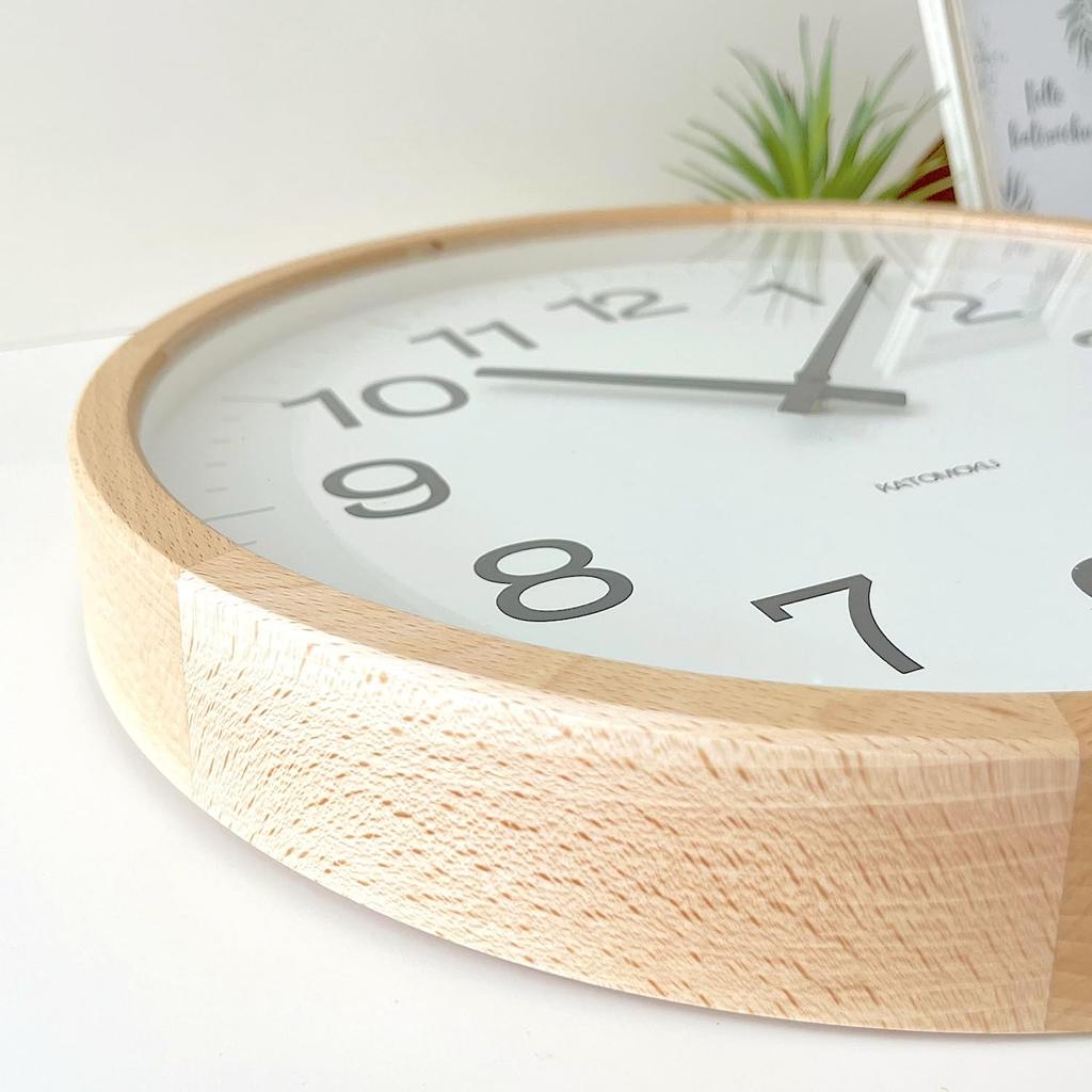 KATOMOKU muku clock 16 LL Natural km-116NA Wall Clock with Continuous Second Hand, 38cm Diameter (Quartz Clock)