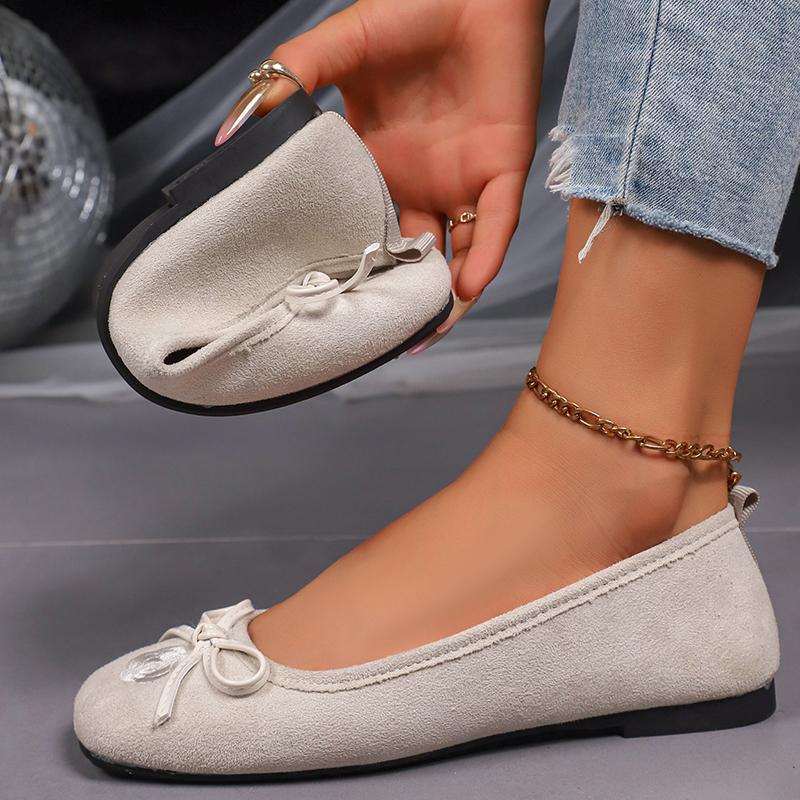 Bowtie Embroider Decor Loafers for Women Autumn Soft Sole Non Slip Flat Shoes Woman Plus Size Comfort Lightweight Casual Shoes