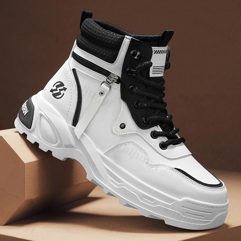 Fashion Men's Niche High Top Thick Soled Casual Short Boots 2025 Winter Fashion Trend Versatile Comfortable Non Slip Chunky Ankle Boots