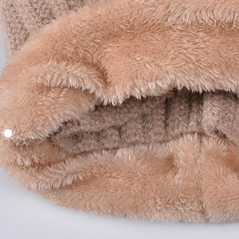 Gestrickte Mütze Hals integrierte Mütze Damen Winter Radfahren winddicht samt warme Wollmütze samt Verdickung Ski Cap Skullies Beanies