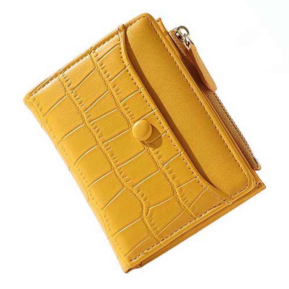 

Transparent Short PU Purse Portable Multiple Card Bag Pouch Alligator Pattern Wallet Work жёлтый