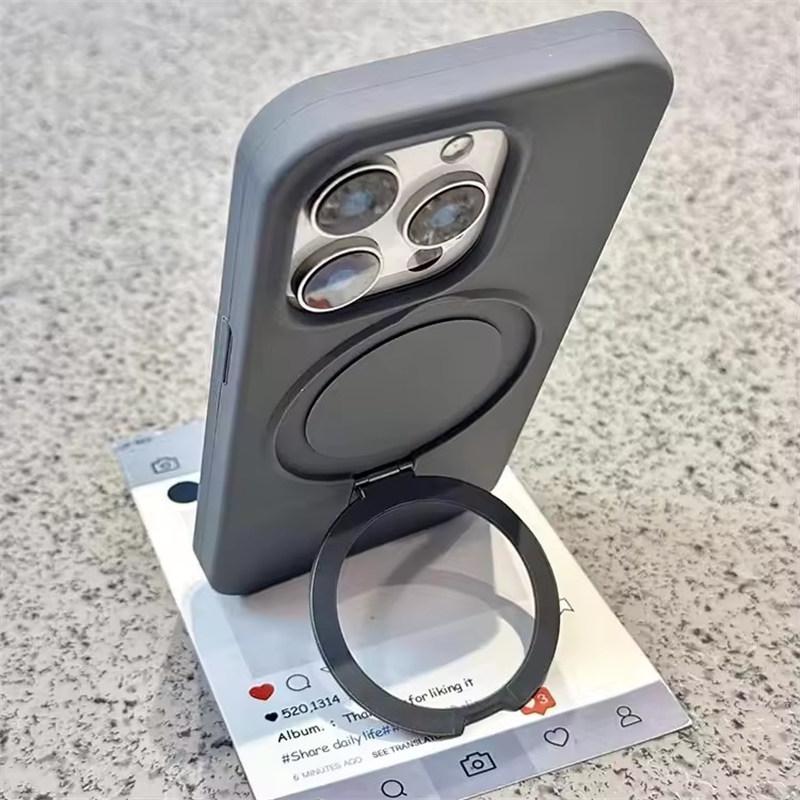 Luxuriöser Flüssigsilikon Ständer Ringhalter Magsafe Hülle Für iPhone 17 Air 16 15 14 13 12 11 Pro Max Plus Magnetische Matte Weiche Hülle