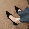 2025 Handmade Genuine Leather Suede Low Heels Pointed Toe Dress Shoes Women Elegant Pumps Casual Shoes Flat Shoes