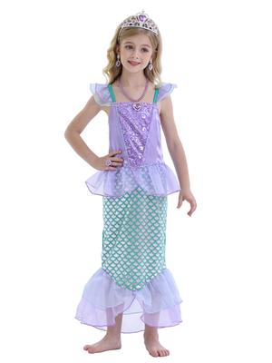 Ariel Princess Costumes Cosplay Dress for Kids Girls Mermaid Dress Girls Summer Casual Halloween Birthday Party Dress Up