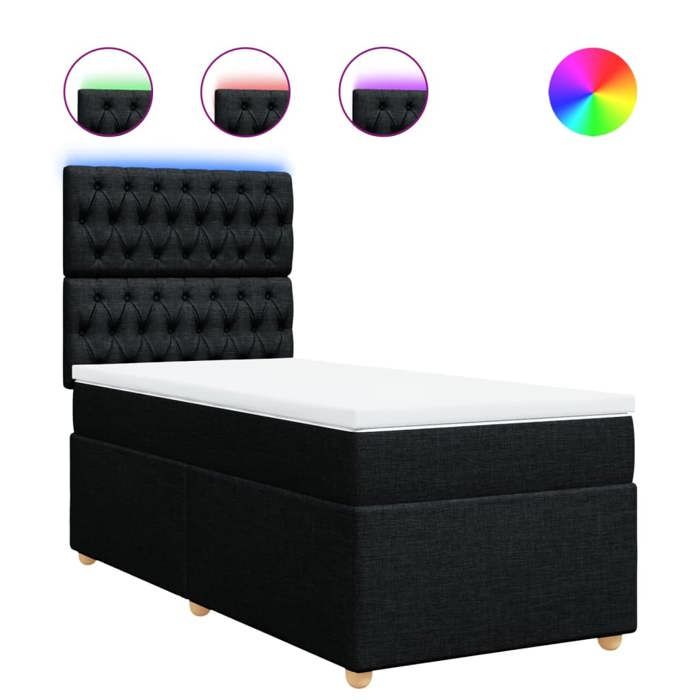 Maison Exclusive - Sommier à lattes de lit avec matelas Noir 100x200 cm Tissu