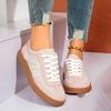 Fashion Women Sneakers New Fashion Round Toe Casual Lace Up Shoes for Women Patchwork Retro Outdoor Flat Sneakers Women Zapatos De Mujer