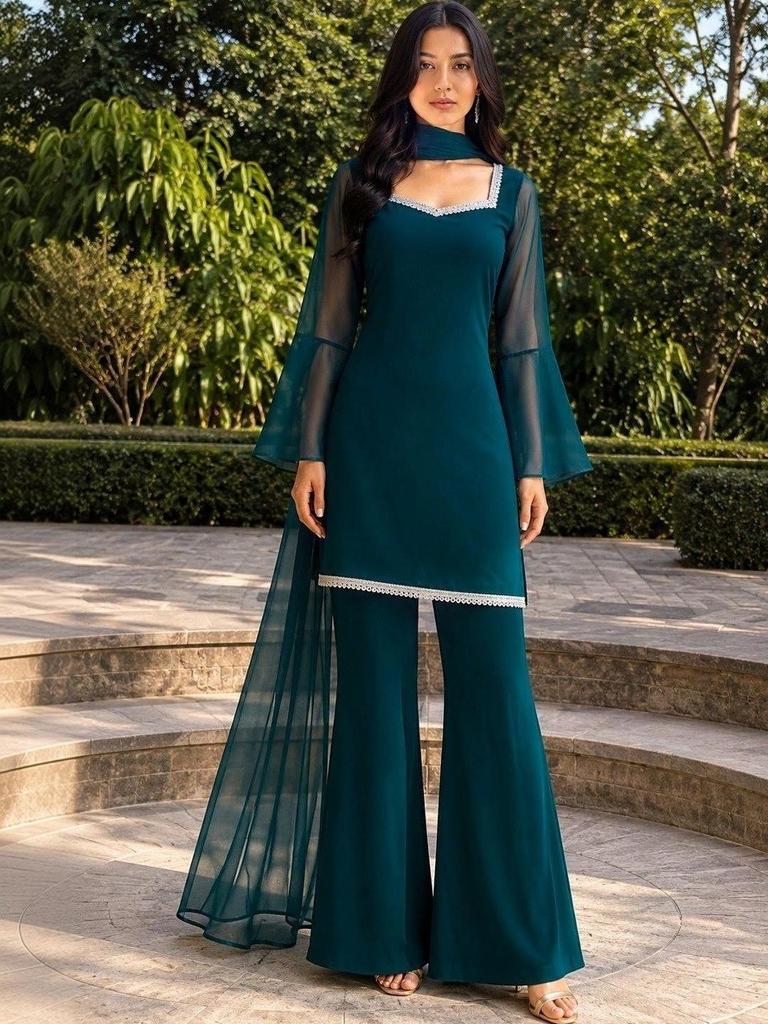 Salwar Kameez Pakistani Indian Wedding Party Wear Bollywood Sharara Palazzo Suit