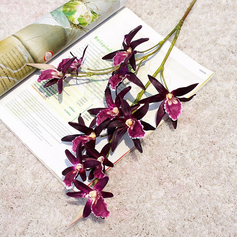Real Touch Artificial Dendrobium Branch 2 Fork Fake Flowers Simulation Orchids  Wedding Party Decor