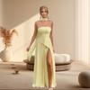 2026 summer new product design tube top color matching pleated high split slim dress scarf streamer dress