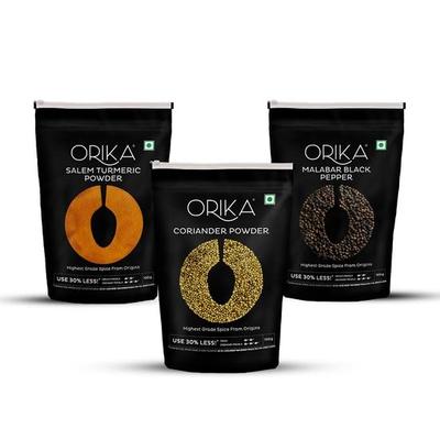 Orika Malabar Black Pepper Powder, Salem Turmeric Powder & Coriander Powder (Combo of 3, 100 G Each)