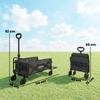 Foldable Garden Cart 72L with Adjustable Handle, in Steel and Oxford Fabric, 114x46x92 cm, Black